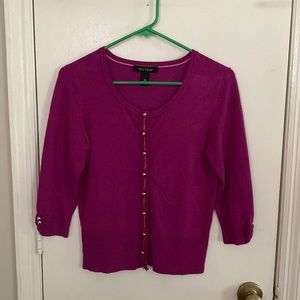 WHBM bright maroon sweater with gold button